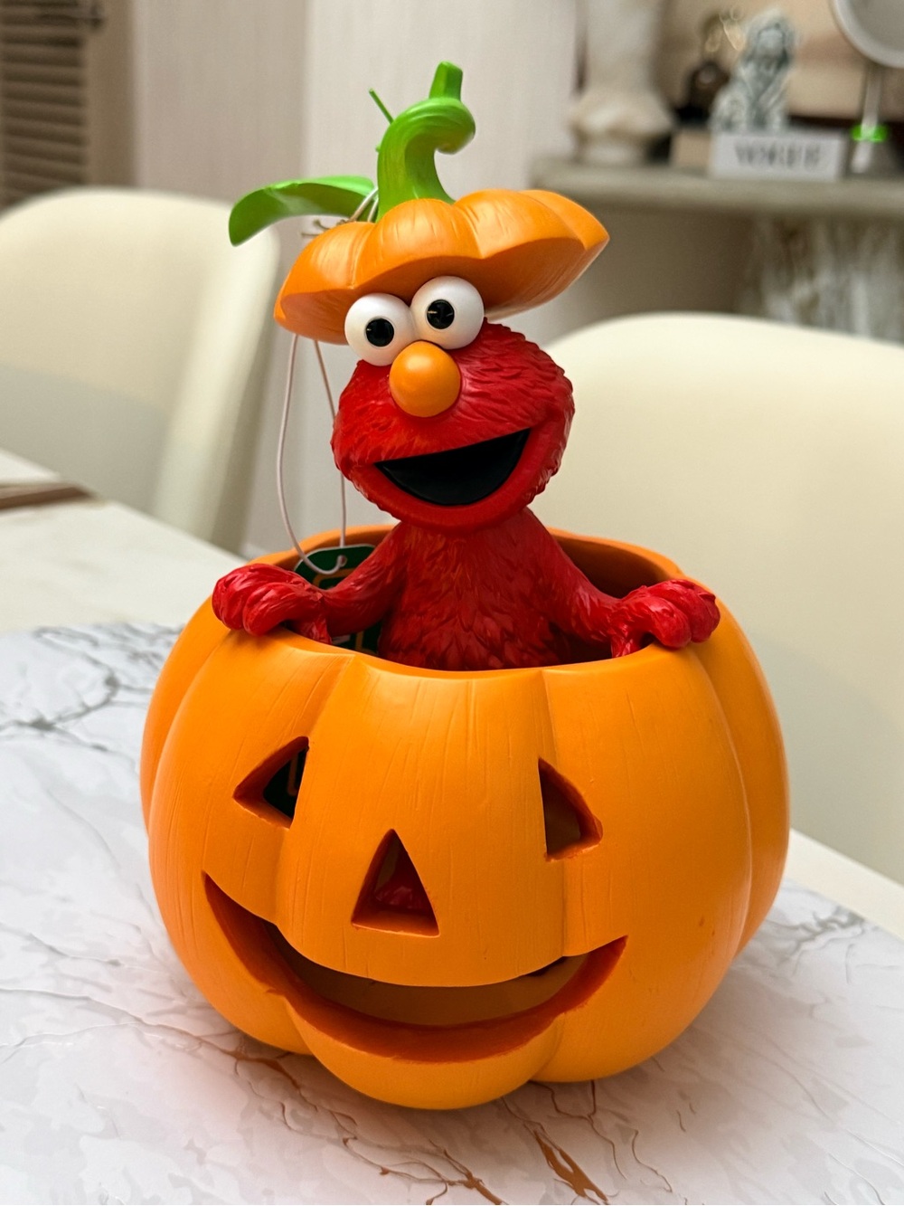 Sesame Street Elmo in Jack-O-Lantern Pumpkin Halloween Figurine Fall Decor